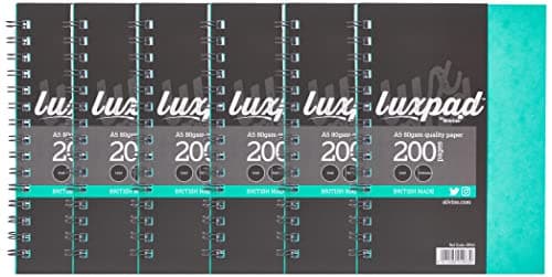 Image of Luxpad A5 Twin Wire Hardback Notebook with 200 Feint Ruled Pages and Durable Pressboard Covers. [Pack of 6]