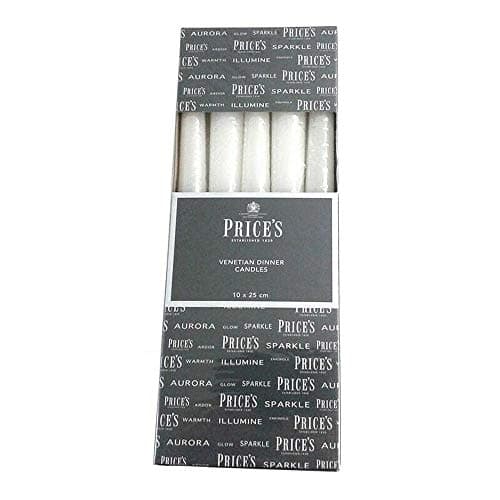 Image of Prices Venetian 10 Inch Dinner Candle Wrapped Box of 10 - White