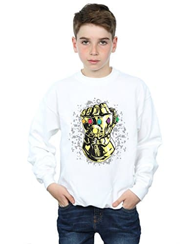 Image of Marvel Boys Avengers Infinity War Thanos Fist Sweatshirt White 12-13 years