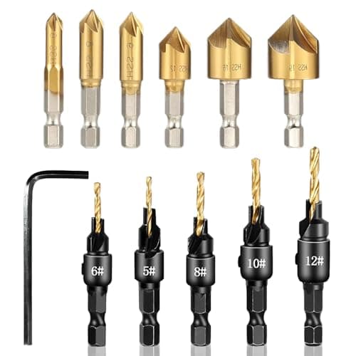 Image of Leogony 12PCS Countersink Drill Bit Set, Quick Counter Sink Drill Bits for Wood with Wrench