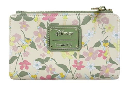 Image of Loungefly Disney Peter Pan Tinkerbell Floral Zip Around Wallet, Green, Casual