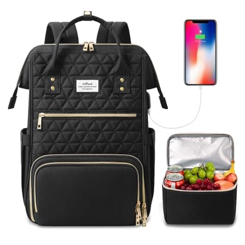 Image of ETRONIK Laptop Backpack 15.6 Inch Insulated Cooler Bag, Waterproof Cooler Backpack with USB Charging Connection, Lunch Bag for Women Men Travel for Work School Black