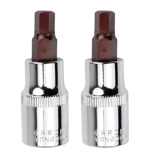 Image of 2PCS Juttzzei Hex Bit Socket, 1/2" Drive x H8 (8mm) Allen Key Socket, Premium S2 Alloy Steel 8mm Hex Bit with 1.89" Length for Torque Wrench, Ratchet Wrench, Impact Power Drills