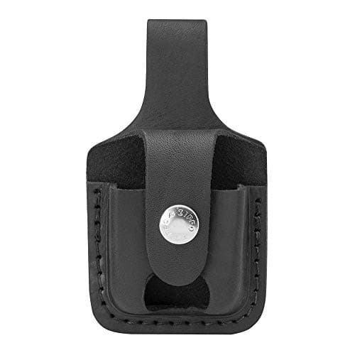 Image of Zippo Leather Pouch With Loop Open - Black