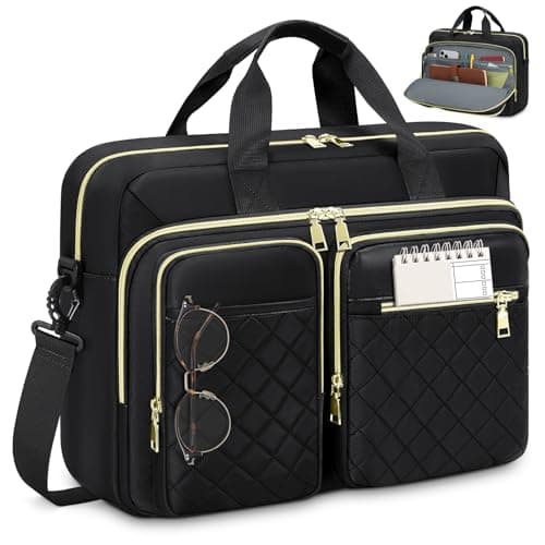 Image of RAINSMORE Laptop Bag for Women 17.3 inch Laptop Briefcase Large Laptop Case Work Computer Bag Messenger Bag for Women Business Office Travel College Black