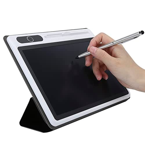 Image of LCD Writing Tablet, Doodle Scribbler Pad Flexible and Bright Drawing Board for Business Supplies, with Hand Painting Tool (Black (with leather case))