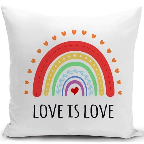 Image of HUASHUZI Cushion Cover Rainbow Gifts Colourful Bright Rainbow Accessories Decorations Throw Pillow Case Decor Home for Livingroom Couch Sofa 18"x18"(45x45cm)