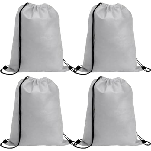 Image of TROTH Unisex Drawstring Gym Bags, String Trainer Bag, Personalized Drawstring Bag Suitable for Sports, School Kids PE, Gym, Travel, Swimming, and Various Activities (4 Pack, Grey)