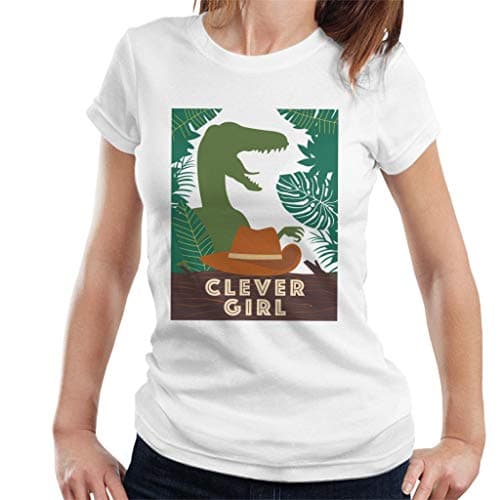Image of All+Every Jurassic Park Velociraptor Silhouette Clever Girl Women's T-Shirt White