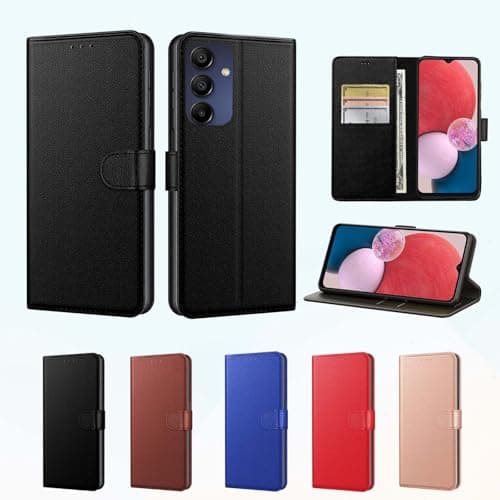 Image of sheikhuu for Samsung Galaxy A15 Phone Case [LifetimeSupport] Magnetic Luxury PU Leather Wallet Flip Case with 3 Card Slots & Kickstand Shockproof Protective Case Cover for Samsung A15 5G/4G (Black)