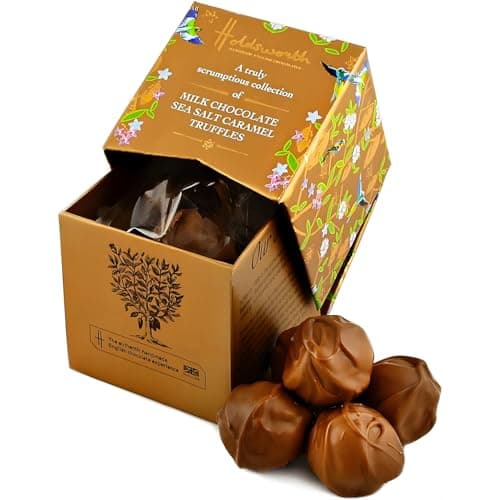 Image of Holdsworth Chocolates Gift Box Sea Salted Caramel Truffles 55g - Chocolate Gift Box with Sea Salted Chocolate Truffle Caramels - Birthday, Christmas, Mothers Day Gifts for Her & Him.