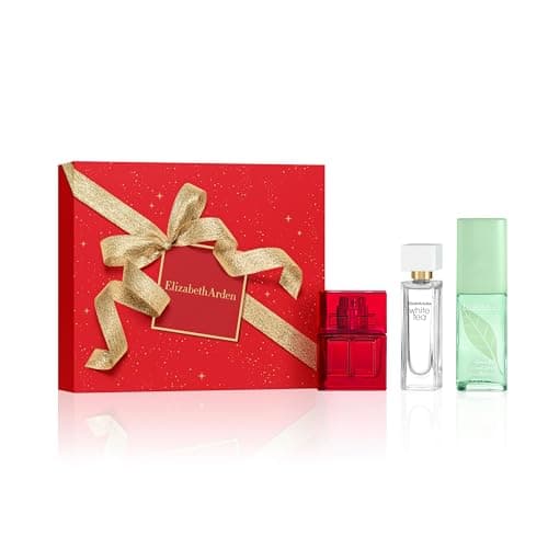 Image of Elizabeth Arden Prestige Fragrance Coffret 3-Piece Gift Set, RED DOOR, GREEN TEA, WHITE TEA, luxury fragrance gifting for women