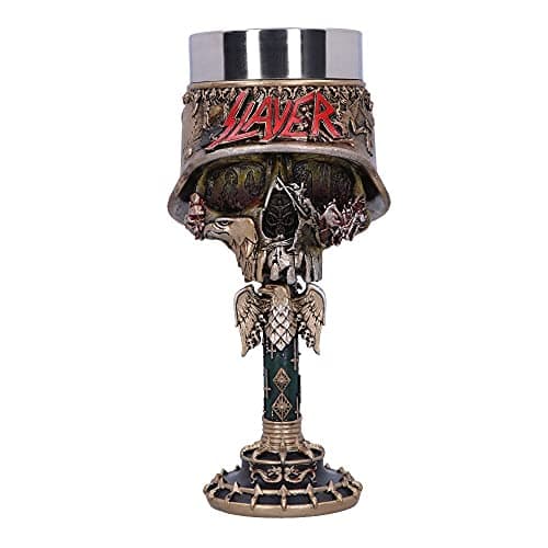 Image of Nemesis Now Officially Licensed Slayer Eagle Helmet Skull Logo Goblet,Gold,19.5cm