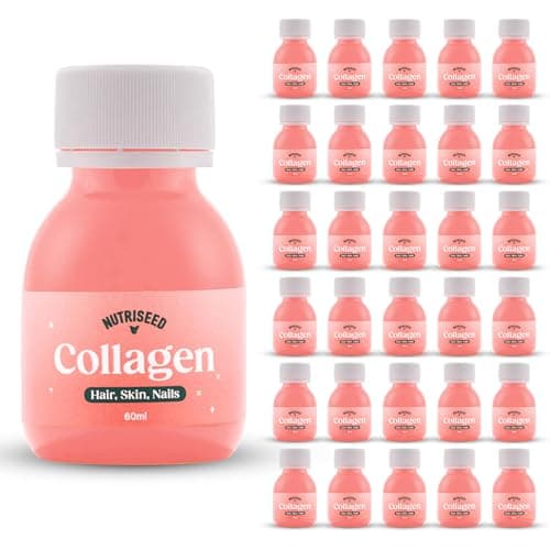 Image of Nutriseed Collagen Shots (30 x 60ml) - High Strength 5000mg Marine Collagen Blended with Pineapple, Acerola Cherry, Strawberry, Lemon and Apple, Vitamin C, Supports Healthy Hair, Skin & Nails