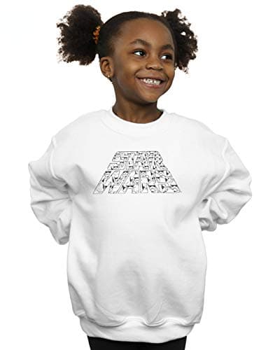 Image of Absolute Cult Star Wars The Rise Of Skywalker Trooper Filled Logo Girls Sweatshirt White 5-6 Years