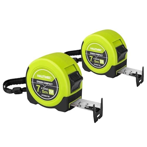 Image of HAUTMEC Tape Measure 7.5m/25ft with Dual Scale Metric and Imperial 1/8 Fractions Measuring Tape Compact Economical for Home DIY Renovations Crafting Quick Fixes HT0325-2PC