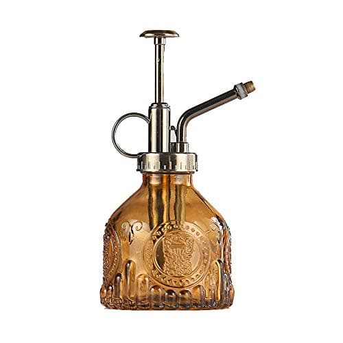 Image of ZIUHEOA Plant Mister Glass Watering Spray Bottle 6.4" Tall Watering Can Retro High-Atomization Nozzle Sealed Leak-Proof,for Garden Plants Flower (Brown)