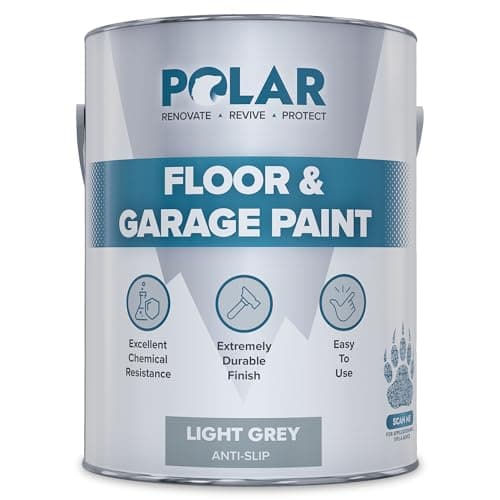 Image of Polar Light Grey Anti-Slip Heavy Duty Floor & Garage Paint - 5 Litres - For Concrete and Stone Floors, High Performance Paint Protection, Hard Wearing Mid-Sheen Finish & Slip Resistant