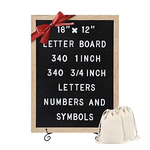 Image of Large 12” x 16” Felt Letter Board with 680 Letters, Numbers & Symbols — Personalised Peg Board Perfect for a Pregnancy & Baby Announcement, Reminder, or Quotes — Wall Mounted & Free Standing — Black