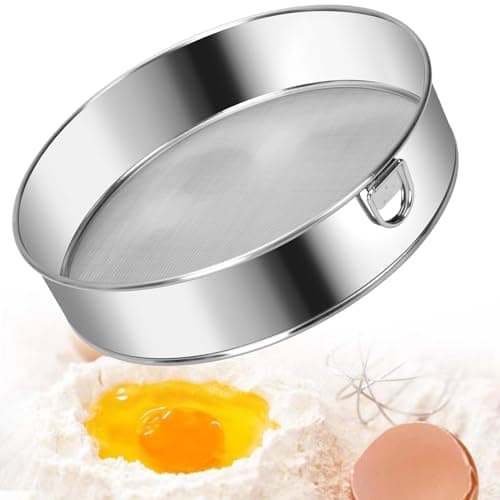 Image of 8 Inch Stainless Steel Flour Sieves 20cm Sieve Fine Mesh Round Sifting Sieve Flour Sifter Handheld Sugar Sieve Flour Shaker for Bake Decorate Cakes, Pies, Pastries, Cupcakes