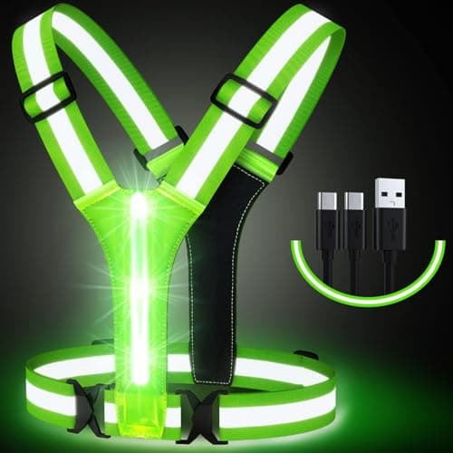 Image of Simket LED Reflective Running Vest, Water Resistant Safety Gear with USB Rechargeable 10-12H Runtime Lights, Adjustable High Visibility Vest for Night Running, Cycling, Dog Walking, Men Women Kids
