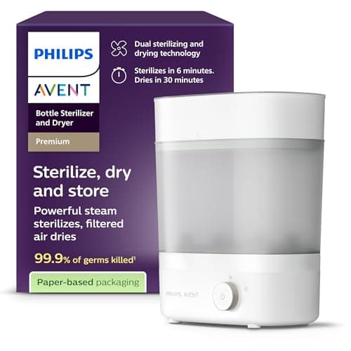 Image of Philips Avent Premium Baby Bottle Steriliser and Dryer, Removes 99.9% of Bacteria, Chemical Free, Capacity 6 Bottles/Teats/Accessories, Model SCF293/01
