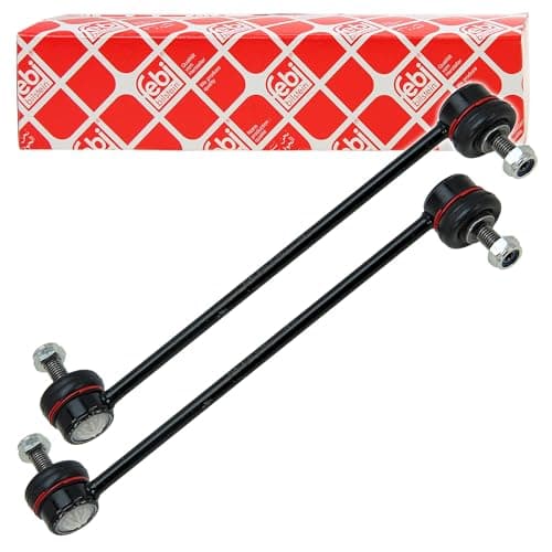 Image of febi bilstein 19518 Stabiliser Link with lock nuts, pack of one, Black