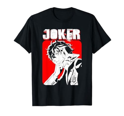 Image of Persona 5 Royal Joker Black White Red Portrait Video Game T-Shirt