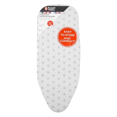 Image of Russell Hobbs LA054012 Table Top Ironing Board – Small Foldable Ironing Table, Non-Slip Feet, Lightweight & Compact, 100% Machine Washable Cotton Cover, Travel/Small Homes, Left & Right-Handed Users