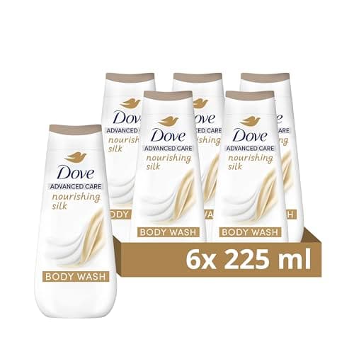 Image of Dove Advanced Care Nourishing Silk Body Wash Body Cleanser shower gel with skin-natural nutrients for instantly silky-soft skin 6x 225 ml