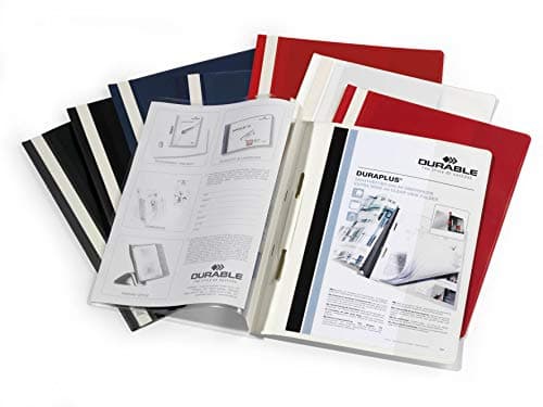 Image of Durable DURAPLUS Presentation Folder - Pack of 25 A4 Assorted Folders - Ideal for Storing Presentations, Invoices, Quotations, School Work & More