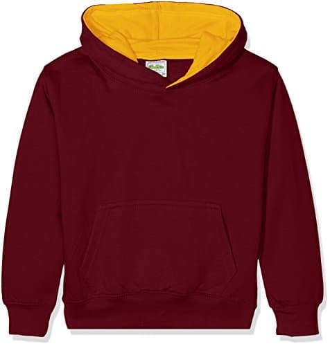 Image of AWDis Boy's KIDS VARSITY HOODIE Hoodie, Multicoloured (Burgundy/Gold), Large (Manufacturer Size: 9/11 Y)