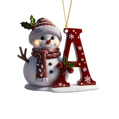 Image of Personalized Acrylic Letter Snowman Christmas Ornaments - 26 Alphabet Tree Decorations, Prepare for Family Friends Teacher (1, A)