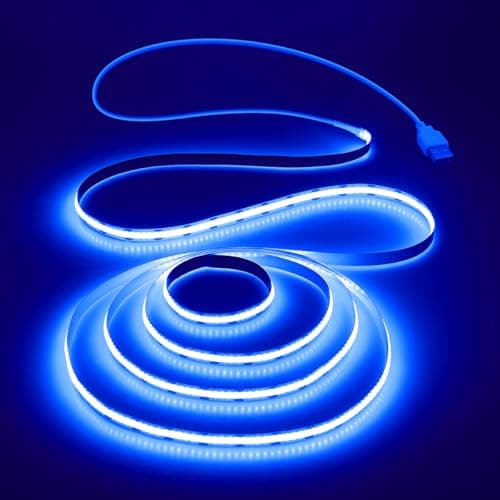 Image of Aclorol COB LED Strip Light 1M 5V Flexible Blue LED Strip Lights for Bedroom with 1M USB Powered Cable Not Dimmable for Kitchen Cabinet Gaming Room Indoor DIY Decoration 320LEDs/M CRI85+
