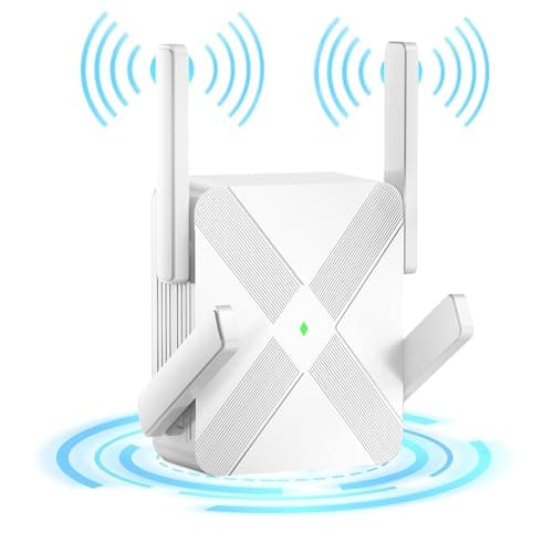 Image of WiFi Extender Booster, Dual Band AC1200 Mbps 5Ghz And 2.4Ghz WiFi Booster Range Extender, WiFi Repeater Covers Up To 1000 Sq Ft And 32 Devices WiFi Boosters For Home, Easy Setup, UK Plug, White