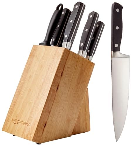 Image of Amazon Basics Premium Knife Block Set, 9-Piece, Black