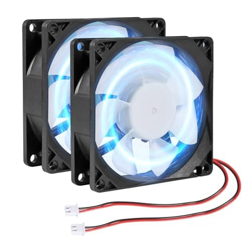Image of DORHEA 2Pcs 80mm/3.15inch for DC Fan 5V Computer Case Fan 80x80x25mm 2Pin 8025 Blue LED Power Cooling Fan DC Brushless Cooler Fan 8cm for PC Case CPU Brushless Axial Radiator Fan