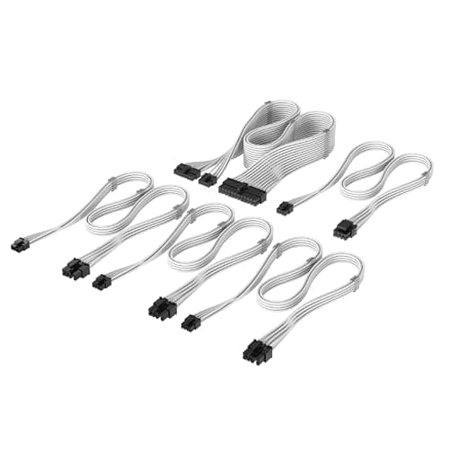 Image of Corsair Elite Premium Type 4 Individual Sleeved PSU Cable Starter Kit – Low-Profile Cable Combs, Triple-Mesh Paracord Sleeve, Compatible Type 4 PSUs – White