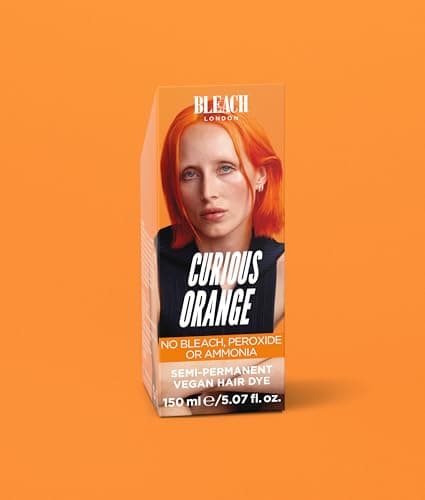 Image of Bleach London Curious Orange Semi-Permanent Hair Colour Cream - Electric Orange, Vegan, Cruelty Free, Vibrant Temporary Hair Dye 150 ml