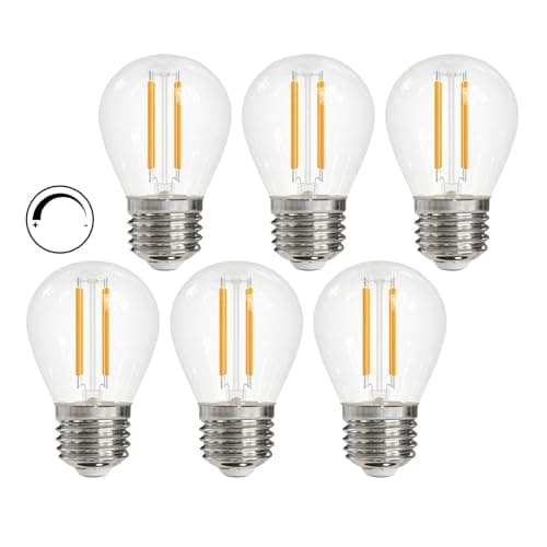 Image of LUTW E27 Dimmable Bulb Warm White 2700K, G45 E27 Edison Screw Bulb 4W Equivalent 40W, Vintage Clear Glass Mini Globe LED Bulb for Chandeliers, Ceiling Fan, Pendant Lamp, 495LM, Pack of 6