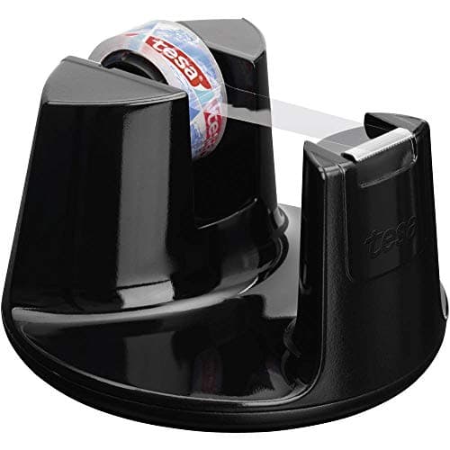 Image of tesafilm Compact Adhesive Tape Desk Dispenser - Black Includes 1 Roll of tesafilm Crystal 10 m x 15 mm