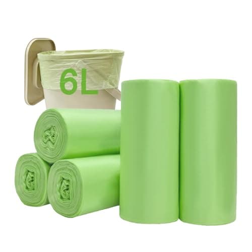 Image of JCKCWL Small Biodegradable Bin Liners 6L, Food Waste Bags Trash Bags 120PCS, Compostable Compost Caddy Liners, Recycling Rubbish Green Bags for Kitchen,35 x 40cm