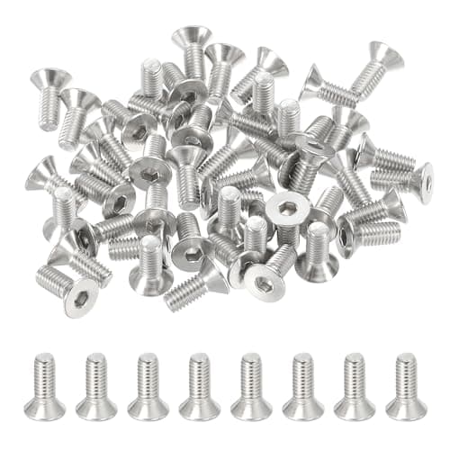 Image of PATIKIL #10-32 x 1/2 Inch Flat Head Socket Cap Screws, 50 Pack 304 Stainless Steel Flat Countersunk Bolts Hex Socket Drive Machine Screws Full Thread Coarse Thread UNF Grade 6.8