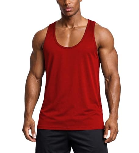 Image of Men's Tank top, deep-Neck Muscle Vest, Y-Strap Design, Sleeveless top for Bodybuilding and Gym Workouts, Suitable for Weightlifting and Fitness Training. Red 2XL