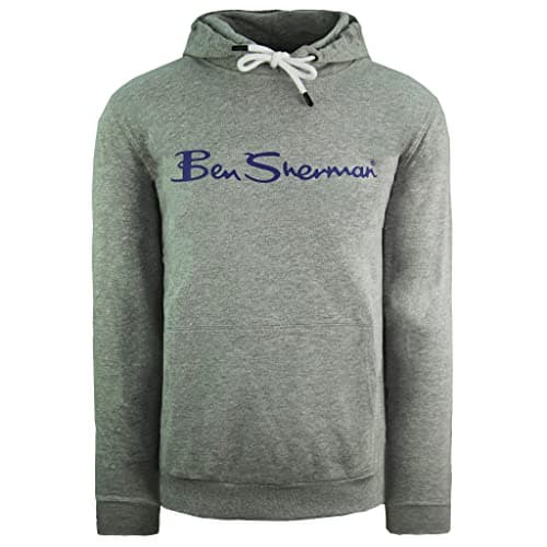 Image of Ben Sherman Large Logo Hoody Mens Pullover Jumper 0065213G Grey