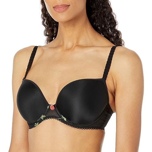 Image of Freya Women's Rose Blossom Molded Underwire Plunge T-Shirt Bra, Opaque, Black, 32DD