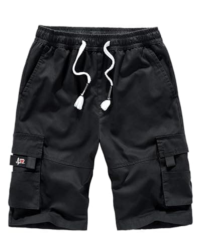 Image of LVCBL Work Shorts Men Cotton Shorts Camo Cargo Shorts Loose Fit Camouflage Short Black 3XL