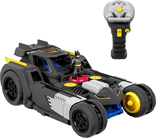 Image of Imaginext DC Super Friends Batman Transforming Batmobile Remote Control Car with Lights and Sounds, Preschool Toys for Pretend Play, GBK77