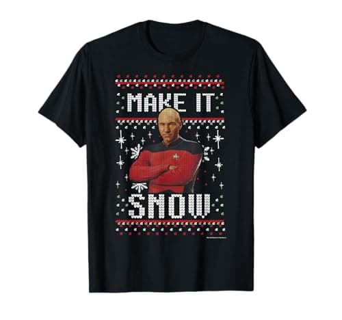 Image of Star Trek Next Gen Make It Snow Ugly X-Mas Sweater T-Shirt T-Shirt