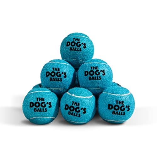 Image of The Dog's Balls – Dog Tennis Balls, Blue, Medium, 12‑Pack - Non-Abrasive Felt Fetch Balls, Tough Rubber Core, Floats in Water